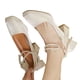 thumbnail image 3 of Zapatos de vestir de boda con punta cuadrada y lazo elegante a la moda para mujer, tacones altos, para fiesta de boda, diario, Beige 38, 3 of 12