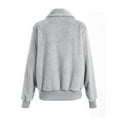 thumbnail image 4 of Baqcunre Women's Autumn/Winter Solid Color Plush Warm Zipper Fleece Jacket with Pocket Winter Clothes for Women Womens Coats Crop Tops Fleece Jacket Women,Grey,L, 4 of 5