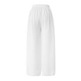 thumbnail image 5 of Womens Plus Size Pants Chiffon Wide Leg Palazzo Trousers With Pocket High Stretch Waist Flowy Elegant Business Casual White L, 5 of 5