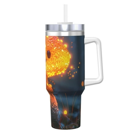 

Matuu Glowing Mushroom In Forest for 40OZ Ice Cup with Handle Durable Thermal Cups Keep Drinks Cold and Hot Insulated Car Mug with Lid