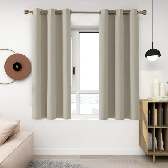 Deconovo Room Darkening Curtains for Bedroom, Grommet Thermal Insulated Solid Window Curtains for Nursery (Light Beige, 42" x 54", Set of 2 Panels)
