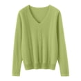 thumbnail image 6 of YEJIMAN Cozy Sweaters for Women Fall V Neck Tops Casual Lightweight Knit Pullover  Sweater Womens Long Sleeve Tops Light Green, 6 of 7
