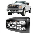 thumbnail image 2 of Ikon Motorsports Compatible with 08-10 Ford F250 F350 R Style Front Upper Grille W/ Letters Matte Black 2008 2009 2010, 2 of 9