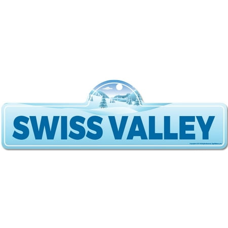 Sigg Swiss - Swiss Valley Street Sign | Indoor/Outdoor | Skiing, Skier, Snowboarder, Décor for Ski Lodge, Cabin, Mountian House | SignMission personalized gift