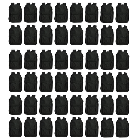 48 Pack Backpack, Bulk 17 inch Outdoor Travel Zippered Bags Bulk Pack School Children Adults Events