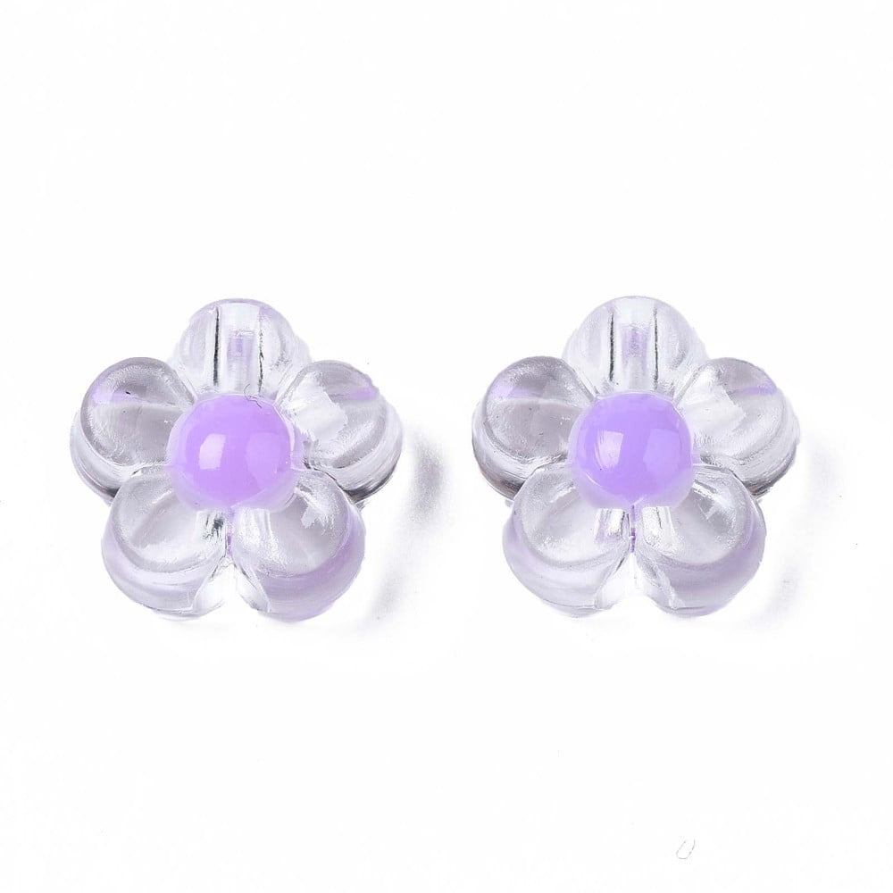 Transparent Acrylic Beads Bead in Bead Flower Mixed Color 12x13x6mm Hole: 2.5mm 900pcs/500g