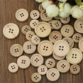 thumbnail image 3 of Huanledash 50 Pcs Mixed Wooden Buttons Natural Color Round 4-Holes Sewing Scrapbooking DIY, 3 of 7