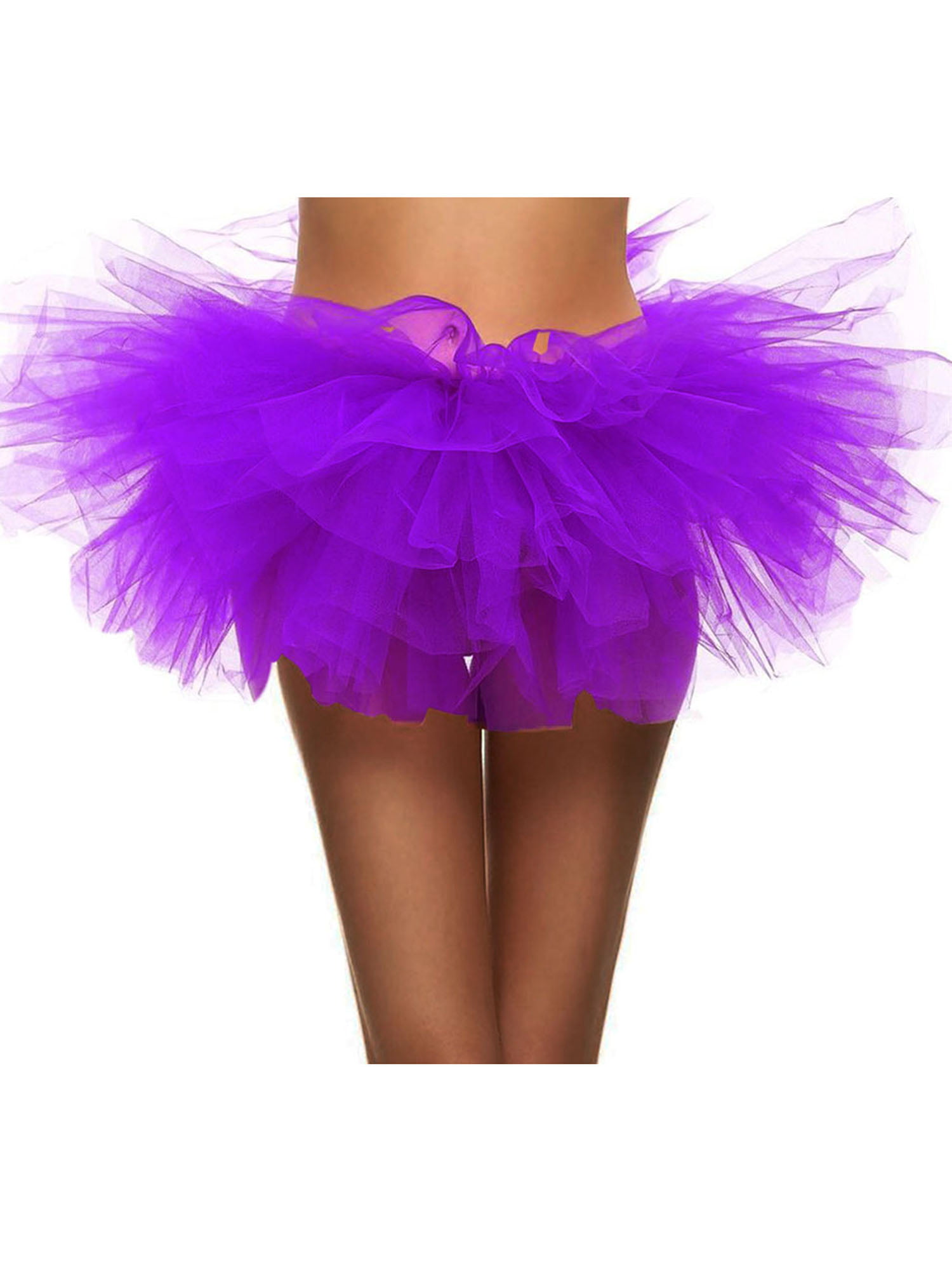 Womens Tulle Layered Ballerina Dancer Tutu Mini Skirt Purple 