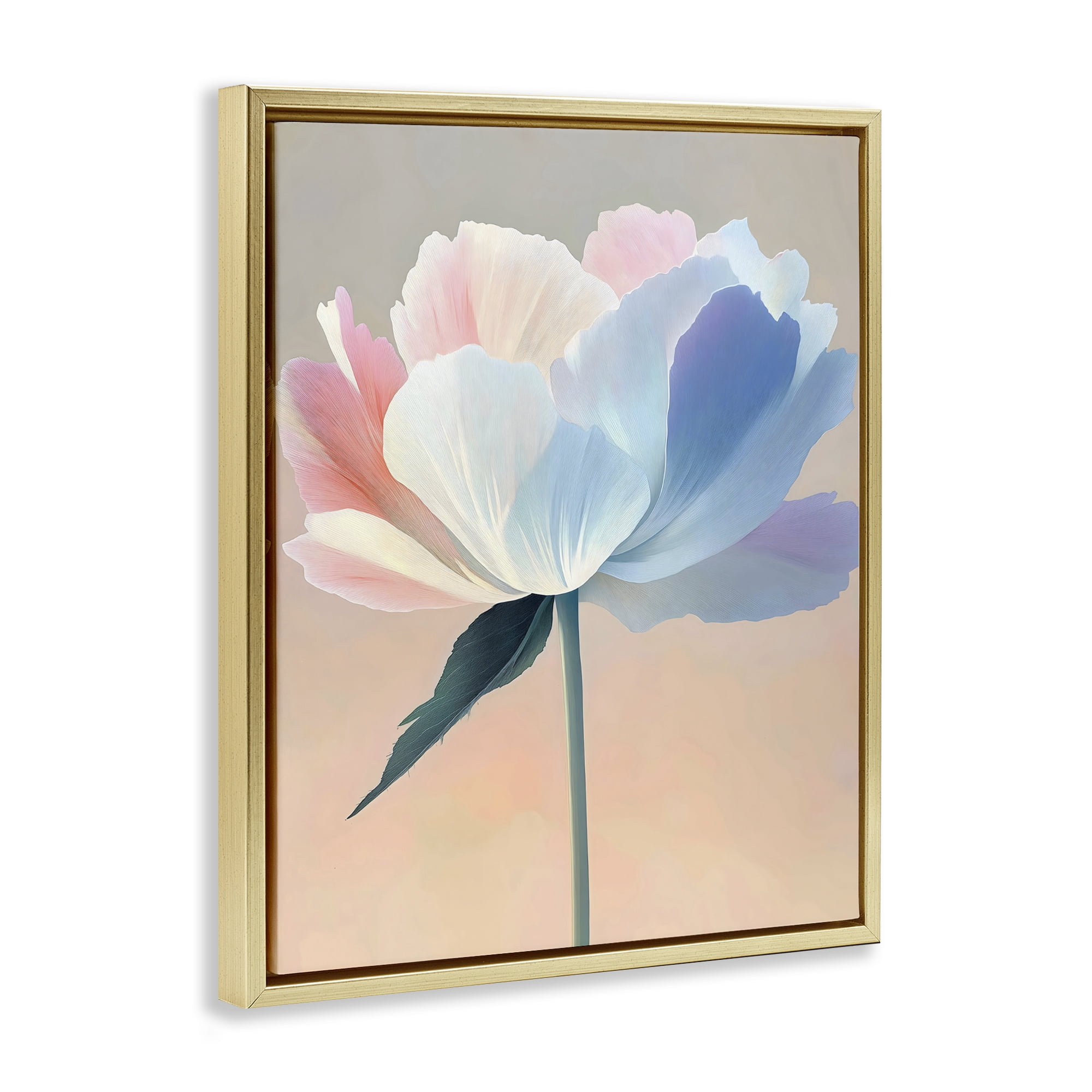 Stupell Industries Pink & Blue Flower Serenity Gold Framed Floater Canvas Wall Art, design by The Prints Vibe