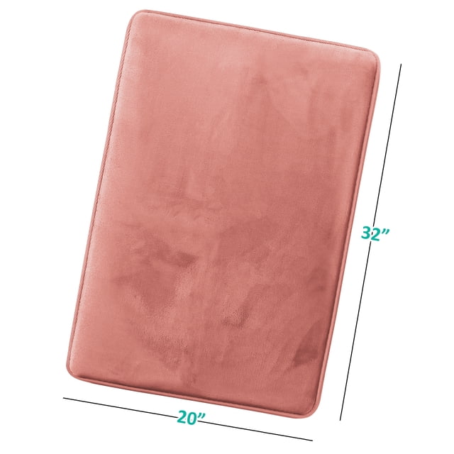 1 Large Clara Clark Bath Mat Bathroom Rug - Absorbent Memory Foam Bath Rugs - Non-Slip, Thick, Cozy Velvet Feel Microfiber Bathrug, Plush Shower, Toilet- Floor Bathmats Carpet - Misty Rose - 20"x32"