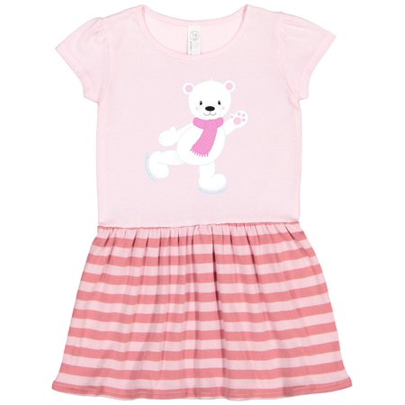 

Inktastic Polar Bear White Bear Ice Skating Bear Scarf Gift Toddler Girl Dress