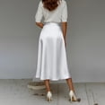 thumbnail image 5 of ShomPort Women's Satin Midi Skirts Solid Color Elegant Silk High Waist Zip Back A Line Skirts Party Wedding, 5 of 7