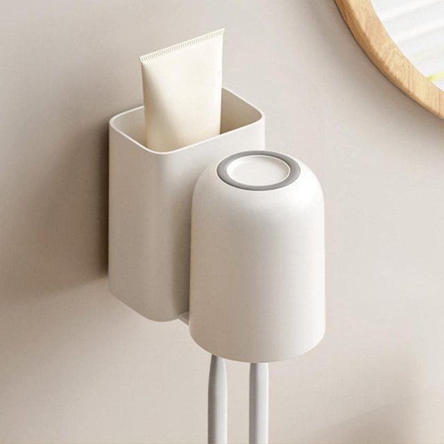 Feltree Toothbrush Storage Rack Wall Hanging No Perforation Mouthwash Cup Brushing Cup Student Dormitory Toothbrush Cup Storage Rack