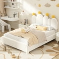 thumbnail image 4 of MOPHOTO Boucle bed frame Child Bed for Kids,Wood Upholstered Bed Frame with Adjustable Headboard,Standard Crib Size Toddler Bed,Certified Toddler Fabric Beds,Modern Platform Bed (White), 4 of 9