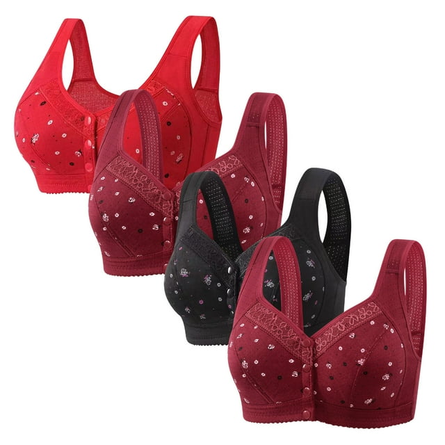 Fall/Winter Savings! Srobpty Womens Wireless Push Up Bras , 4PC Woman's Comfortable Lace Breathable Bra Underwear No Rims