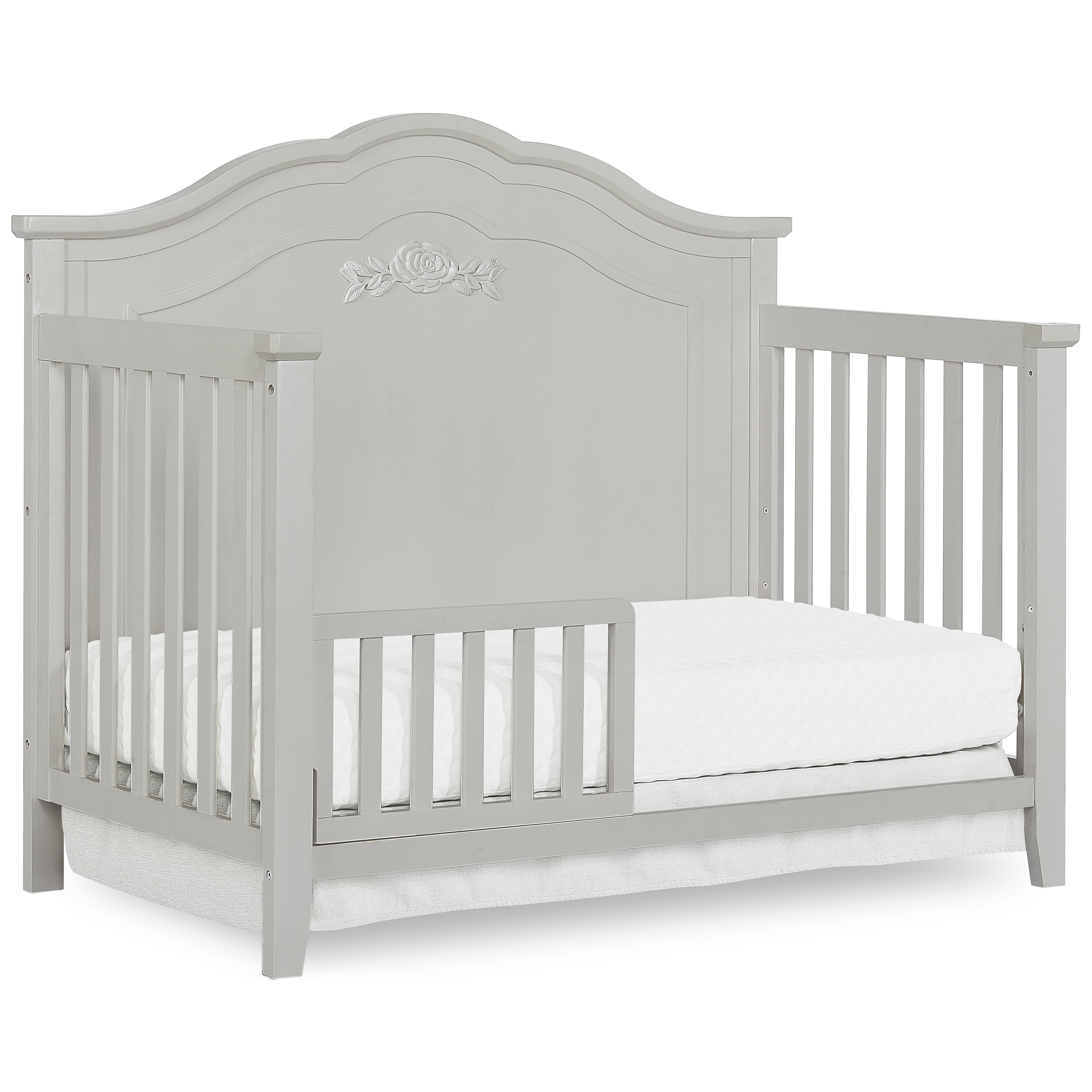 Dream On Me Tiana Convertible Crib Toddler Guard Rail, New Zealand Pinewood, Akoya Grey Pearl