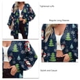 thumbnail image 4 of Prendas de vestir con frente abierto de Navidad, abrigo de manga larga con estampado transparente, informal, de moda para mujer, para otoño e invierno, azul marino, ancianos M, 4 of 5