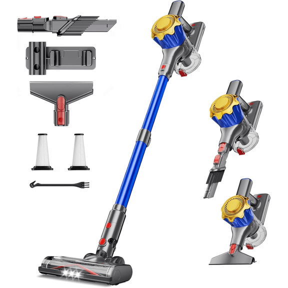 Cordless Vacuum Cleaner, 580W 50Kpa Powerful Stick Vacuum, Up to 70Mins Rechargeable Battery, Vacuum Cleaners for Home Anti-Tangled Lightweight Handheld for Hardwood Floor, Carpets, Pet Hair
