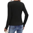 thumbnail image 5 of SLADYGLO Women V Neck Long Sleeve Front Pleated Base Shirt, 5 of 7
