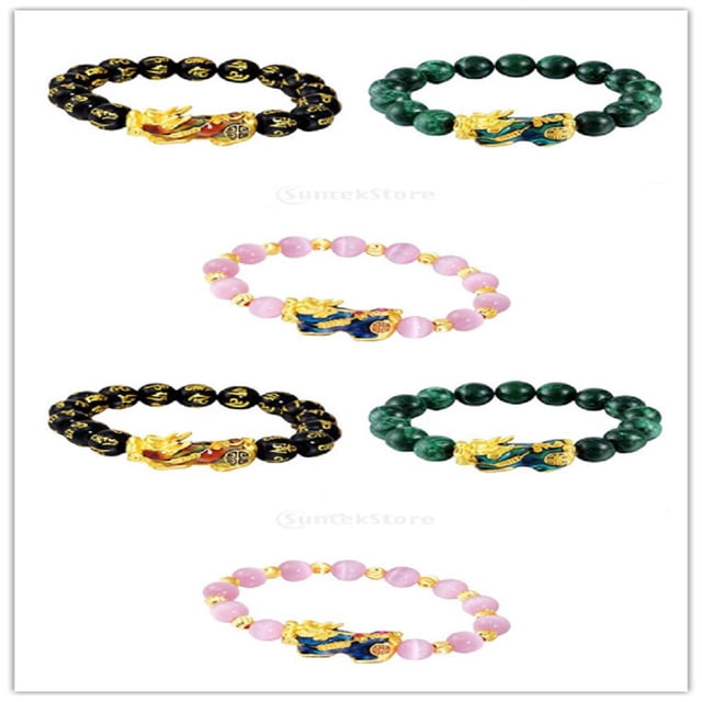 6 Piezas Chino Feng Shui Obsidiana Cuenta Pixiu Encantos Pulsera Joyería Sunnimix pulsera de moda para mujeres hombres