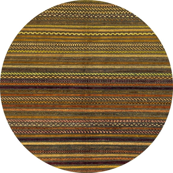 Ahgly Company Machine Washable Indoor Round Abstract Red Brown Area Rugs, 6' Round