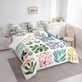 thumbnail image 2 of jejeloiu Scandinavian Floral 7 Pieces Full Size Bedding Sets For Girls,Bright Print Full Size Bed in a Bag,White Multi Color,Reversible, 2 of 7