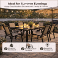 thumbnail image 4 of Enyopro 7 Pieces Patio Dining Set, Outdoor Furniture with Rectangular Table & 6 Stackable Textilene Chairs, Weatherproof Steel Frame for Garden Backyard Deck Porch, Brown, 4 of 8