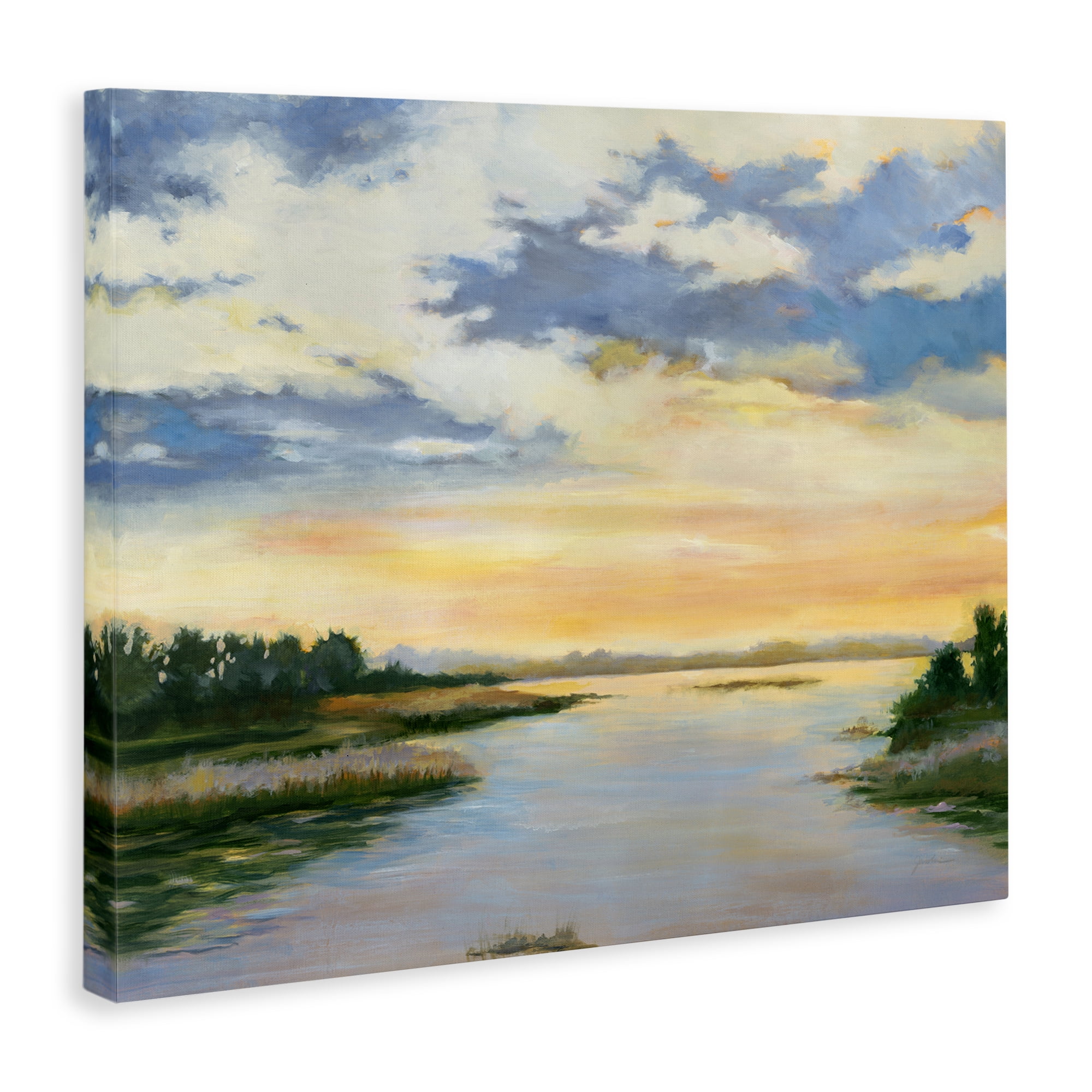 Stupell Industries Sunrise Over Shallow Water Landscape & Nature Painting Wrapped Canvas Art Print Wall Art, 48 x 36