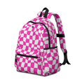 thumbnail image 2 of Pink and White Wavy Checkered Pattern Backpack for School, Cute School Bag with Adjustable Shoulder Straps and Padded Back, 13.4"x11"x4.7", 2 of 5