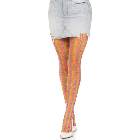 Leg Avenue Women's Rainbow crochet net tights, Multicolor, One Size