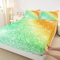 thumbnail image 4 of jejeloiu Green Orange Sparkle Print Bed Sheets Kids,Colorful Gradient Pattern King Sheets For Girls,4-Piece, 4 of 6