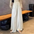 thumbnail image 4 of BinBiL Ladies' Solid Color Versatile High Waist Wide Leg Pants Skirt Pants White XL(XL), 4 of 7