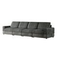 thumbnail image 6 of 138'' Black Corduroy Sectional Sofa, 4 Seater Modern Modular Oversized Upholstered Couch with Comfy Pillows Deep Seat And Square Arm For Living Room Bedroom Apartment Office (Black, 4 Seater), 6 of 7