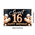 thumbnail image 3 of Yatrandify Pink Sparkle Birthday Banner Sweet 16 Celebration Decorative Design Balloon Gifts for Teen Party Girls Event, 3 of 7