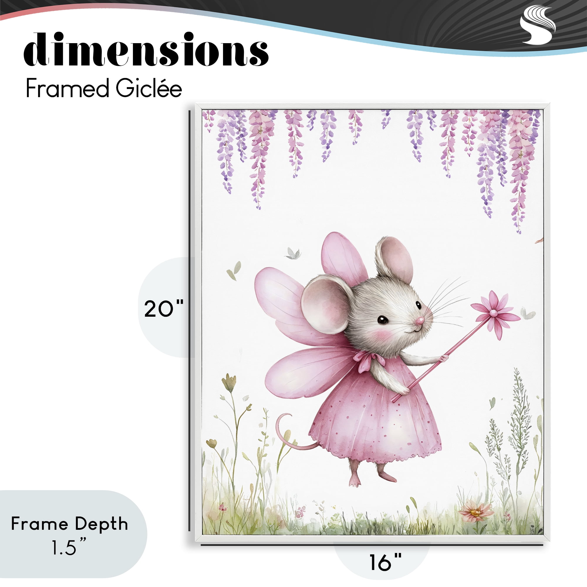 Stupell Industries Woodland Mouse Forest Fairy White Framed Giclee Art, design by LSR Design Studio
