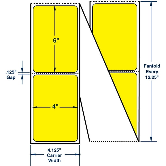 Compulabel 640388, 4" x 6" Yellow Thermal Transfer Fanfold Labels