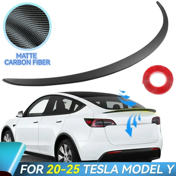 Tesla Model Y Rear Spoiler Wing Matte Carbon Fiber Custom Fit 2020-2024