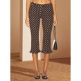 thumbnail image 4 of Pantalones capri para mujer, cintura elástica, largo 3/4, lisos/de lunares, cortos, para uso diario informal., 4 of 9