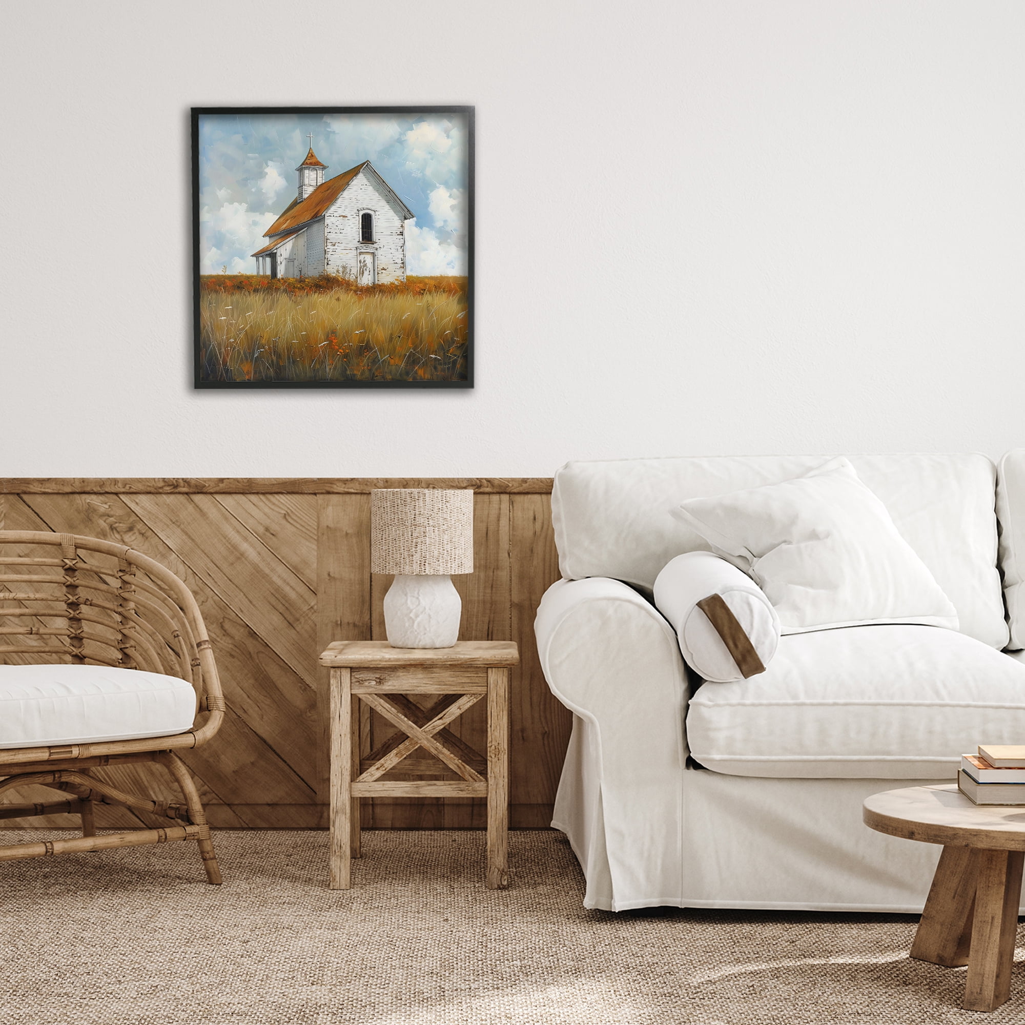Stupell Industries Rustic Church in Field Black Framed Giclee Art, design by Creative Studio