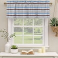 thumbnail image 2 of Blue Brown Striped Curtain Valances for Windows, Kitchen Valance Window Treatments Panel 2 Pack, Farmhouse Stripes Modern Abstract Art Rod Pocket Short Curtains for Bathroom Bedroom 60 x 18 Inch, 2 of 8