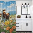 thumbnail image 6 of Farmhouse Highland Cow Funny Cattle And Flower Waterproof Polyester Quick-Drying Shower Curtain for Bathroom with 12 Hooks, 6 of 8
