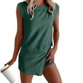 thumbnail image 4 of VNKIDY Classic Women Outfits Sets Women Summer Tops Shorts Suit Sleeveless Casual Outfits Sets For Daily Wear Solid Color Comfortable Stylish Autumn, 4 of 8
