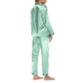 thumbnail image 3 of Qertyioot Femmes Décontracté en Vrac Solide Col Rond Pantalon à Manches Longues Home Set Summer Épargne, 3 of 6