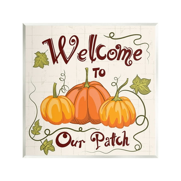 Stupell Industries Pumpkin Patch Welcome Holiday Painting Unframed Art Print Wall Art, 12 x 12