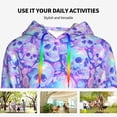 thumbnail image 4 of Fotbe Blue Skull Daisy Pattern Womens Long Sleeve Hoodie, Pullover Hooded Sweatshirt, Kangaroo Pocket Hoodie with Eye-catching Drawstrings-X-Large, 4 of 7