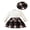 Black, variant on xiaxaixu Toddler Girl 3Pcs Fall Outfit Solid Color Ribbed Long Sleeve Tops Plaid Tweed Pattern Skirt Beret Set