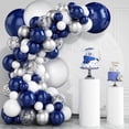 thumbnail image 2 of Navy Blue White and Silver Confetti Balloons - 60 pcs 12 Inch Navy Blue Pearl White and Silvery Latex Party Balloons for Shower Wedding Engagement Birthday Graduation Decorations, 2 of 10