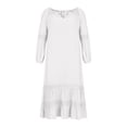 thumbnail image 4 of Womens Puff Long Sleeve Lace Hollow Out Maxi Dress V Neck Loose Flowy Ruffle Long Maxi Dress Solid Color Fall Dress, 4 of 7