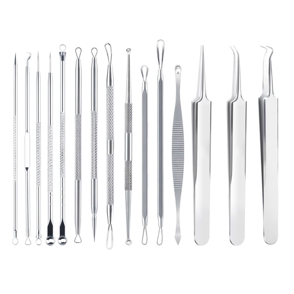 JAMCORAX 15 Pcs Pimple Popper Tool Kit, Stainless Steel Blackhead Remover Extractor Tools for Face, Blackheads, Comdone, Zit and Whiteheads with Box(Silver)