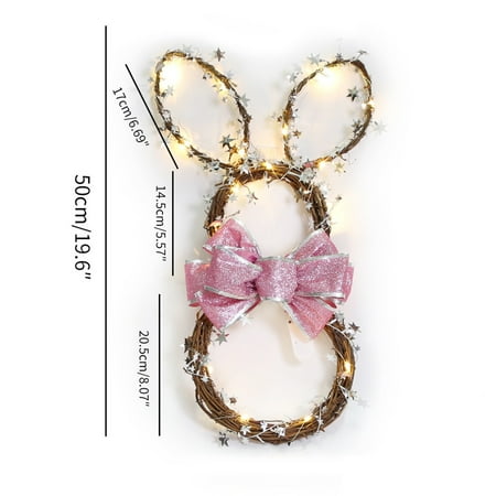 

Toyfunny Easter Handmade Rattan Decoration Rabbit Shape Wreath DIY Wreath Foldable Rattan Rabbit Pendant Warm Lamp